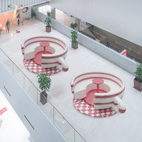 Ensemble de bancs de patio en fibre de verre au design fantaisiste et moderne, thème tasse à thé - Mobilier d'extérieur pour repas/gym, écologique, résistant à l'eau et durable