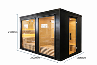 Ruang Ganti Sauna Luar Ruangan Kayu Hemlock Solid Tradisional untuk 5-6 Orang dengan Pemanas Listrik untuk Apartemen, Vila, Taman