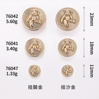 Boutons en métal cousus à la main Xiaofan Little Bear, pour manteau en laine, veste, coupe-vent, tendance et raffinés, QQ