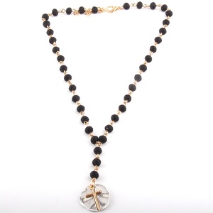 Joyería de moda de oro <span class=keywords><strong>corto</strong></span> <span class=keywords><strong>Rosario</strong></span> collar de cadena de las mujeres de aleación de Disco Cruz colgante collar de Gargantilla - Product Image 6