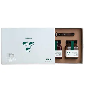 Trung Quốc Biểu Tượng Tùy Chỉnh Chất Lượng Cao Trắng Ngăn Kéo <span class=keywords><strong>Bee</strong></span> <span class=keywords><strong>Box</strong></span> Với 250 Gam 3 Cái Chai Thủy Tinh Mini Spoon Cho Mật Ong Jar Hộp Bao Bì - Product Image 1