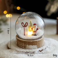 Ornement de Noël en verre de luxe avec lumière LED, scène 3D intérieure, Père Noël, gnome, décoration d'arbre de Noël, boule suspendue pour table
