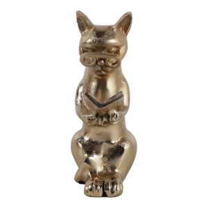 Statuetta Decorativa di Gattino con Occhiali, Finitura Dorata per Arredamento Casa, Ufficio e Bagno - Product Image 1