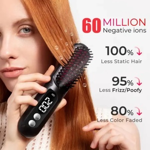 Peigne chauffant sans fil pour cheveux, mini-outils de coiffage pour barbe, brosse lissante rechargeable sans fil pour voyage - Product Image 6