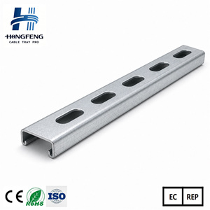 Profilé en U perforé galvanisé 41x41/21 pour système solaire, type Unistrut - Product Image 1