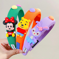 Bando katun versi kartun untuk anak perempuan, aksesori rambut anak warna permen dengan ikat kepala