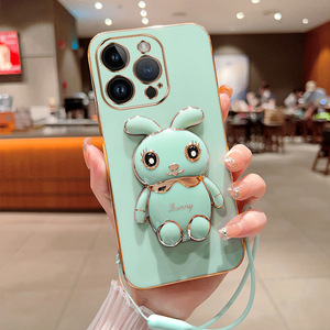 Funda Protectora para Teléfono Móvil de TPU Suave con Galvanoplastia y Soporte de Conejo para Motorola <span class=keywords><strong>G9</strong></span> Plus <span class=keywords><strong>G9</strong></span> Play G8 Plus G8 Power G73 E7plus - Product Image 1