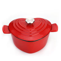 Cocotte en fonte émaillée rouge en forme de cœur, antiadhésive, style antique, avec faible MOQ