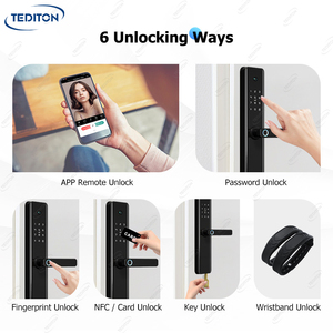 Su geçirmez Rfid parmak izi anahtarsız Tuya Wifi akıllı ev kart kapı kolu kilit interkom açık kamera ile - Product Image 4