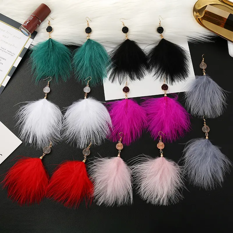 candy cute color women ladies Boho Tassel earring fashion Feather Dangle Drop Earrings for Women Jewelry