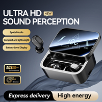 Écouteurs sans fil TWS M149 au design miroir, avec couvercle coulissant, mini écouteurs intra-auriculaires pour le gaming, affichage numérique, suppression du bruit ENC, Bluetooth V6.0