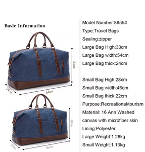 <span class=keywords><strong>Bolsa</strong></span> de equipaje de <span class=keywords><strong>viaje</strong></span> al por mayor de fábrica para hombres 16 OZ Lona Cuero Mango Weekender <span class=keywords><strong>Bolsa</strong></span> de lona Estilo vintage - Product Image 2