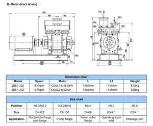 Bomba de Vácuo de Anel Líquido 2BE1-202 / Compressores de Vácuo de Anel de Água para Usina de Açúcar e Papelaria de Boa Qualidade - Product Image 5