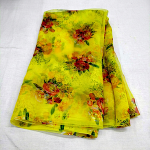 Tela de organza con estampado digital, 35 GSM, 44 pulgadas de ancho, para usar en saris, vestidos, kurtis, etc. - Product Image 1