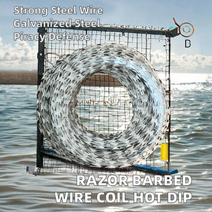 Fil barbelé rasoir HBZC, fil barbelé galvanisé à chaud anti-piraterie, bobine de fil barbelé à lames croisées en acier / fil de protection - Product Image 2
