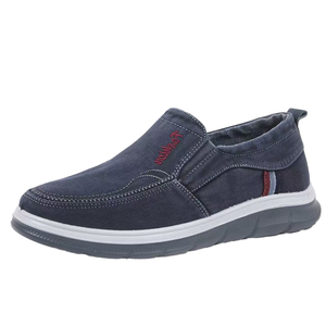 Washed Denim Canvas Upper Lightweight Men's Slip-On Loafers Casual Driving Skateboarding Shoes <b>Flats</b> with Mesh Lining - Product Image 2