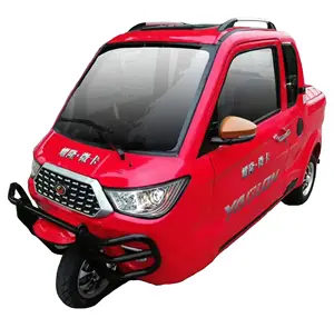 China YAOLON brand new design cargo passenger loader Pickup truck three wheel enclosed gasoline tricycle