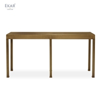 Table console moderne de luxe en métal doré, table d'entrée mince, table console longue et étroite pour couloir, salon