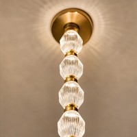 Lustre suspendu JYLIGHTING à facettes, en cristal, avec chaîne hexagonale en laiton, pour grand atrium