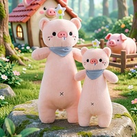 Peluche cochon rose mignon à fleurs avec rembourrage en coton PP, design de pattes à clipser, longue écharpe – Cadeau de mariage pour tous les âges