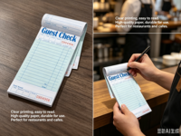 Carnet de commandes de restaurant avec reçus numérotés pour serveurs, autocopiant, pour café, bar et services de restauration