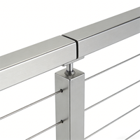 Modernes Edelstahl-Geländer mit Quadrat- und Rundrohr sowie Stahlseil-Balustradensystem für Außen- und Innenbereich, Terrasse und Balkon