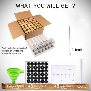 Mini 24 pièces 4oz 120ml capuchon en bois d'<span class=keywords><strong>acacia</strong></span> carré hermétique récipients à épices en verre ensemble de pots de bouteille avec couvercle en bois et étiquettes autocollantes - Product Image 2