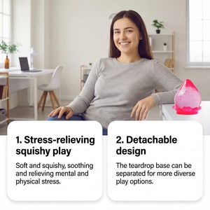 Jouet sensoriel Feuilles tombantes rêveuses en TPR, en forme de goutte d'eau, jouet à presser avec base détachable, pour pétrissage des doigts, anti-stress, petit format - Product Image 3