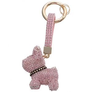 Diamond French Bulldog Keychain Pendant Crystal Key Ring Holder for Women Stylish <b>Bag</b> Accessory Charm for Car Keys and Handbags - Product Image 1