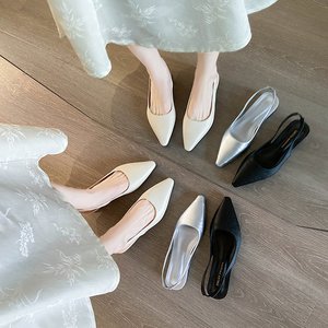 Sandales Baotou pour femmes, nouveau style d'été, bout pointu, talon épais, chaussures élégantes pour femmes - Product Image 1