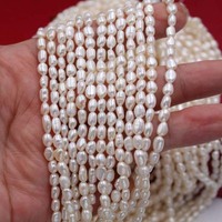 Chaîne de perles d'eau douce ovales de haute qualité YWJC Crystal 4-10 mm pour la fabrication de bijoux DIY, perles d'eau douce naturelles, véritables perles baroques