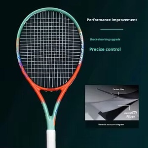 Raqueta de Tenis de Fibra de Carbono Completa, <span class=keywords><strong>Nivel</strong></span> <span class=keywords><strong>Intermedio</strong></span>, Avanzado, Amateur, Alta Elasticidad, Unisex, Profesional, Tamaño de Empuñadura G2, Individual - Product Image 1