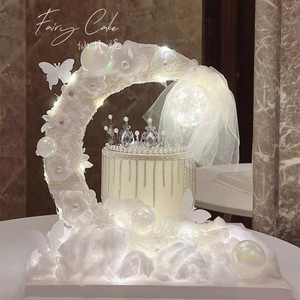 Décoration de gâteau en acrylique blanc « Lune et Douceur » pour la Saint-Valentin, la Fête des Mères, le Festival Qixi, la Journée de la Femme - Product Image 1