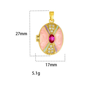 Pendentif boîte <span class=keywords><strong>photo</strong></span> ovale en zircon bleu, plaqué or 18 carats, ouvrable, avec traitement pour préserver la couleur, bijou tendance - Product Image 2