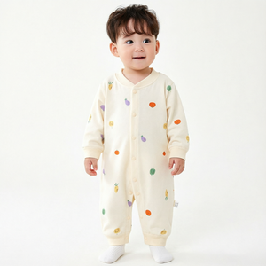 Combinaison Bébé Printemps Automne Nouveau-né, Pyjama Décontracté Unisexe en Coton Pur à Boutons, Motif Dessin Animé, Coupe Ajustée, Longue, pour l'escalade - Product Image 1