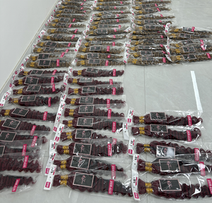 Sâu sóng con người bện tóc số lượng lớn phần mở rộng không có sợi ngang 100% chưa qua chế biến Ấn Độ xoăn Remy số lượng lớn tóc con người cho bện - Product Image 6