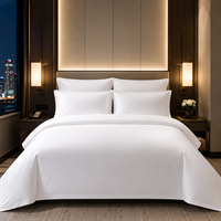 Parure de lit de luxe 100 % coton tissé écologique pour hôtel, 6060s 350tc, durable, 4 pièces : drap-housse, taies d'oreiller, housse de couette, taille King