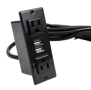 Regleta de Enchufes Empotrada Estándar de EE. UU. con Enchufe Plano, 2 Tomas de Corriente Alterna y Puertos USB Dobles, Toma de Corriente Oculta para Escritorio, Hogar y Oficina - Product Image 1
