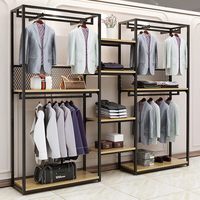 Rak Pakaian Display Toko, Gantungan Baju Lantai, Toko Fashion Pria, Besi Tempa Modern Minimalis UT220, Rak Adjustable
