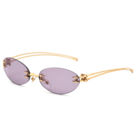Lunettes de soleil sans monture ovales pour hommes, verres miroir dégradés, pour femmes, nouvelle collection 2026, design vintage tendance, verres transparents