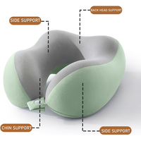 Oreiller de voyage ergonomique en mousse à mémoire de forme en U avec sac de rangement pour avion, train, bureau