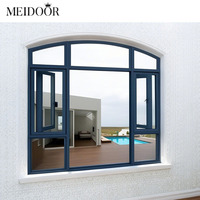 Fenêtres de maison en aluminium à ouverture manuelle, fenêtres à battants, fenêtres cintrées pour villa, fenêtres en forme d'arche