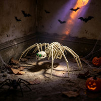 Figurine d'araignée verte en plastique à yeux verts, squelette d'arachnide effrayant, accessoire pour porche d'entrée, pierre tombale, fourniture pour festival d'Halloween