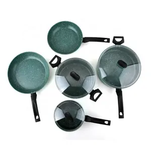 Ensemble d'ustensiles de cuisine antiadhésifs en aluminium, casseroles et poêles revêtues de peinture verte d'avocat, ustensiles de cuisine moulé