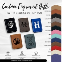 Pince à billets en cuir vierge 1 3/4 " x 2 1/2 " avec logo personnalisé, pince à billets portable à double pli, marque-page gravé au laser pour cadeaux