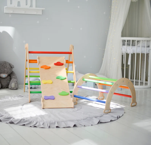 Zzm ensemble d'escalade Triangle de Style contemporain européen tout-petits bois enfants Gym grimpeur rampe lits accessoires - Product Image 4