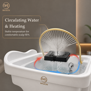 Bac à shampoing et lavabo hydro-massant portable professionnel moderne avec structure en fer noir pour salon, spa, soin du cuir chevelu et lavage des cheveux - Product Image 5