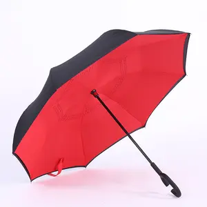 创意防风高品质便携式成人带标志倒车伞