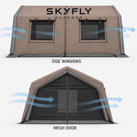Tente gonflable imperméable en tissu Oxford pour le camping, 10 personnes, 2 chambres avec extension à 8+8 poteaux gonflables, porte en maille portable