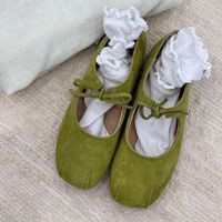 Nouvelle Arrivée 2026 – Chaussures Mary Jane à Lacets en Daim pour Femme, Ballerines Confortables à Bout Ouvert et Semelles Souples